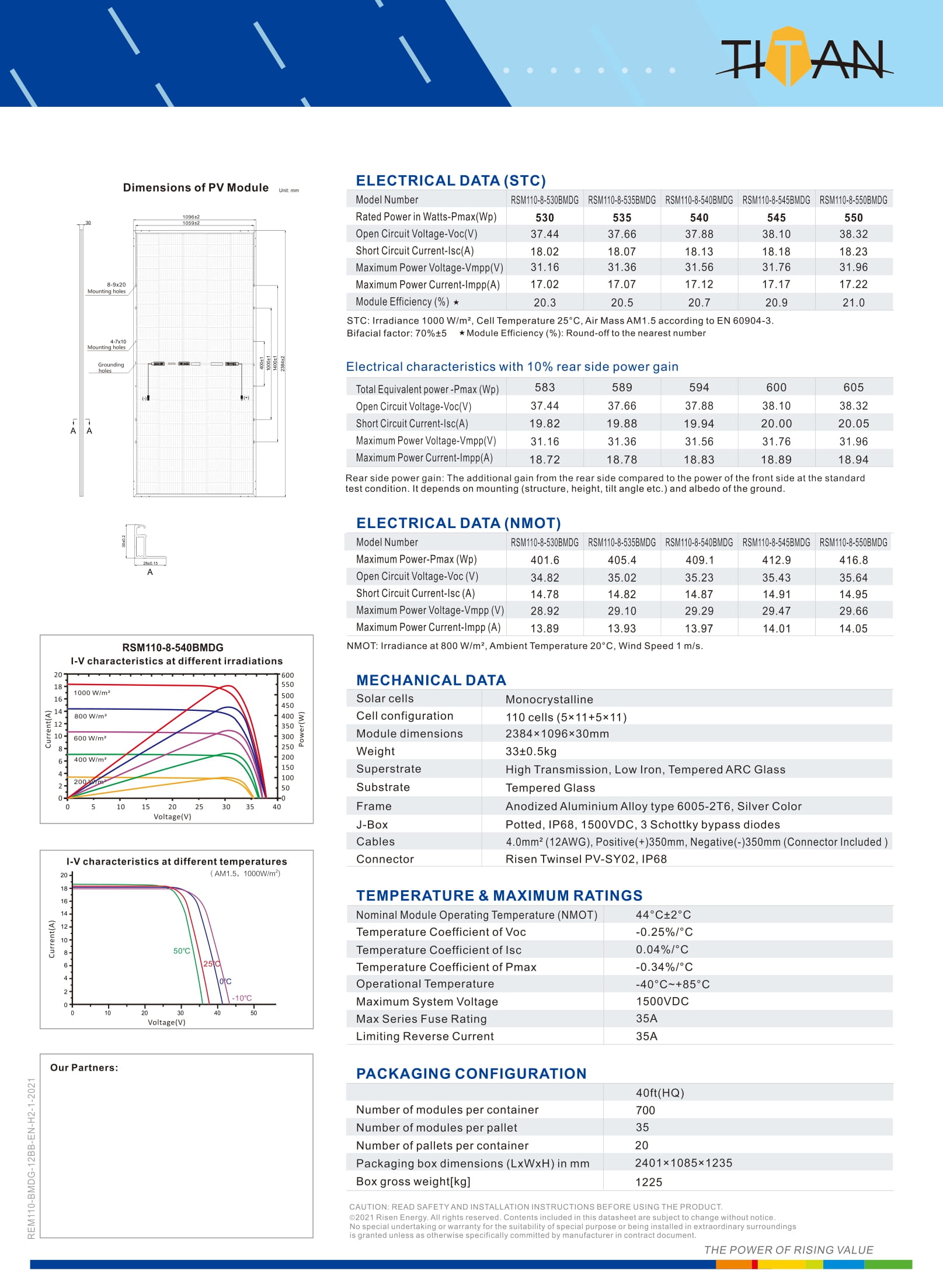 Datasheet pin Risen 550W RSM110-8-550BMDG